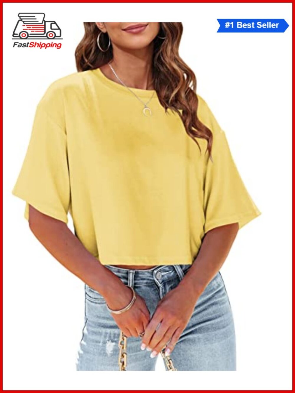 ✨ Tankaneo Womens Summer Crop Top Half Sleeve Casual Cropped T-Shirt